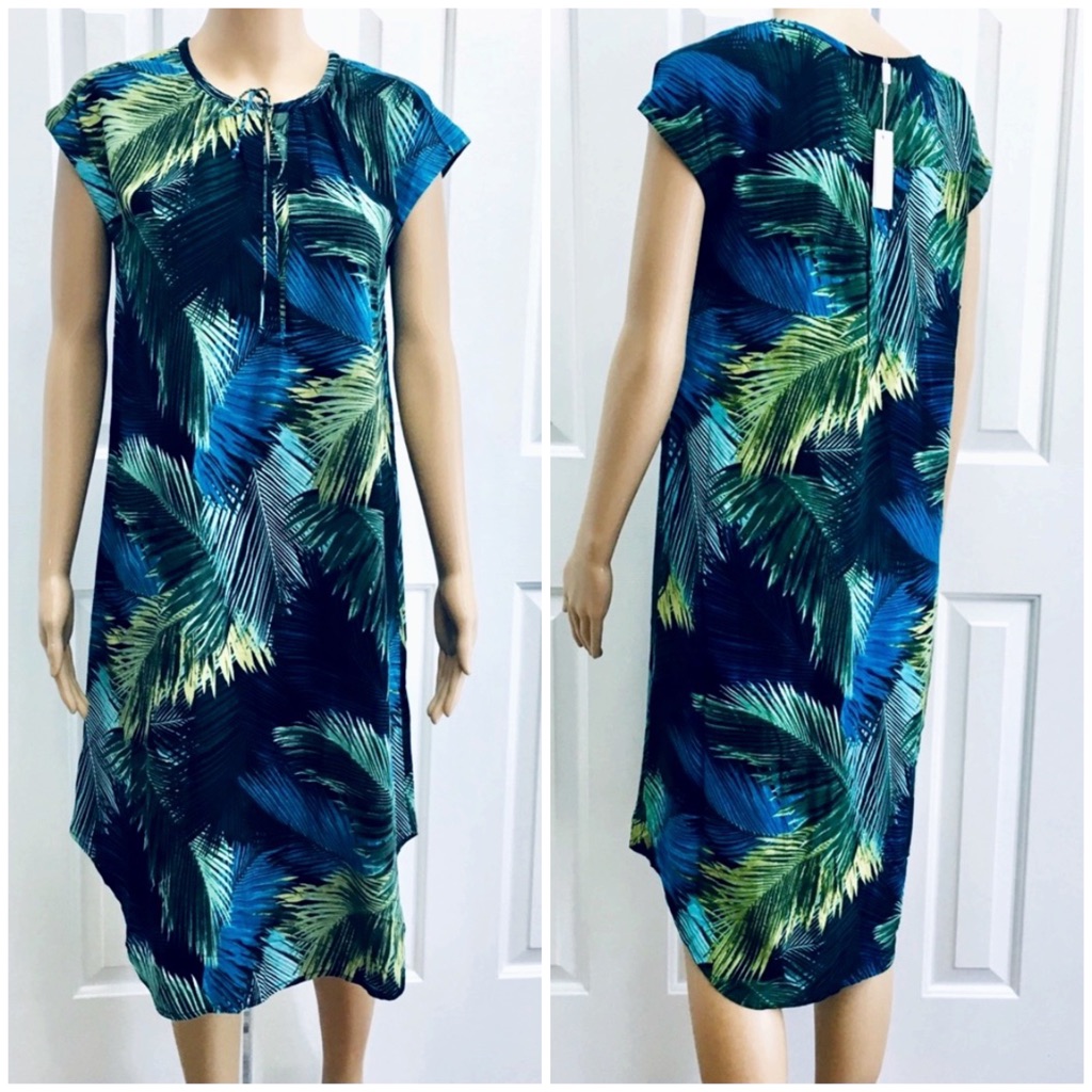 Nwt Cupio Tropical Palm Pattern Midi Dress S